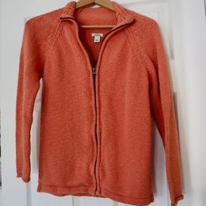 Women's coral LLBean sweater